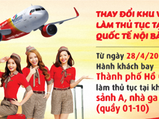 Thay đổi khu vực làm thủ tục chặng bay Hà Nội – Tp.HCM