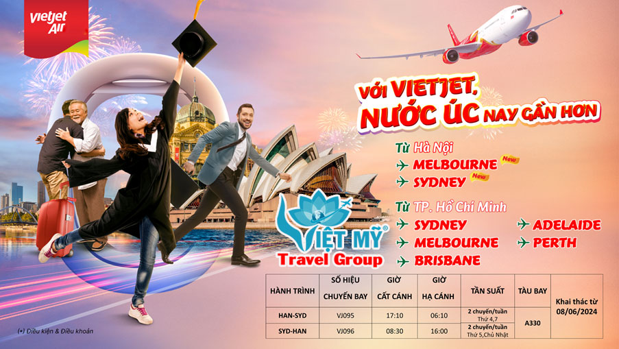 Vietjet chào đường bay mới Hà Nội đi Sydney